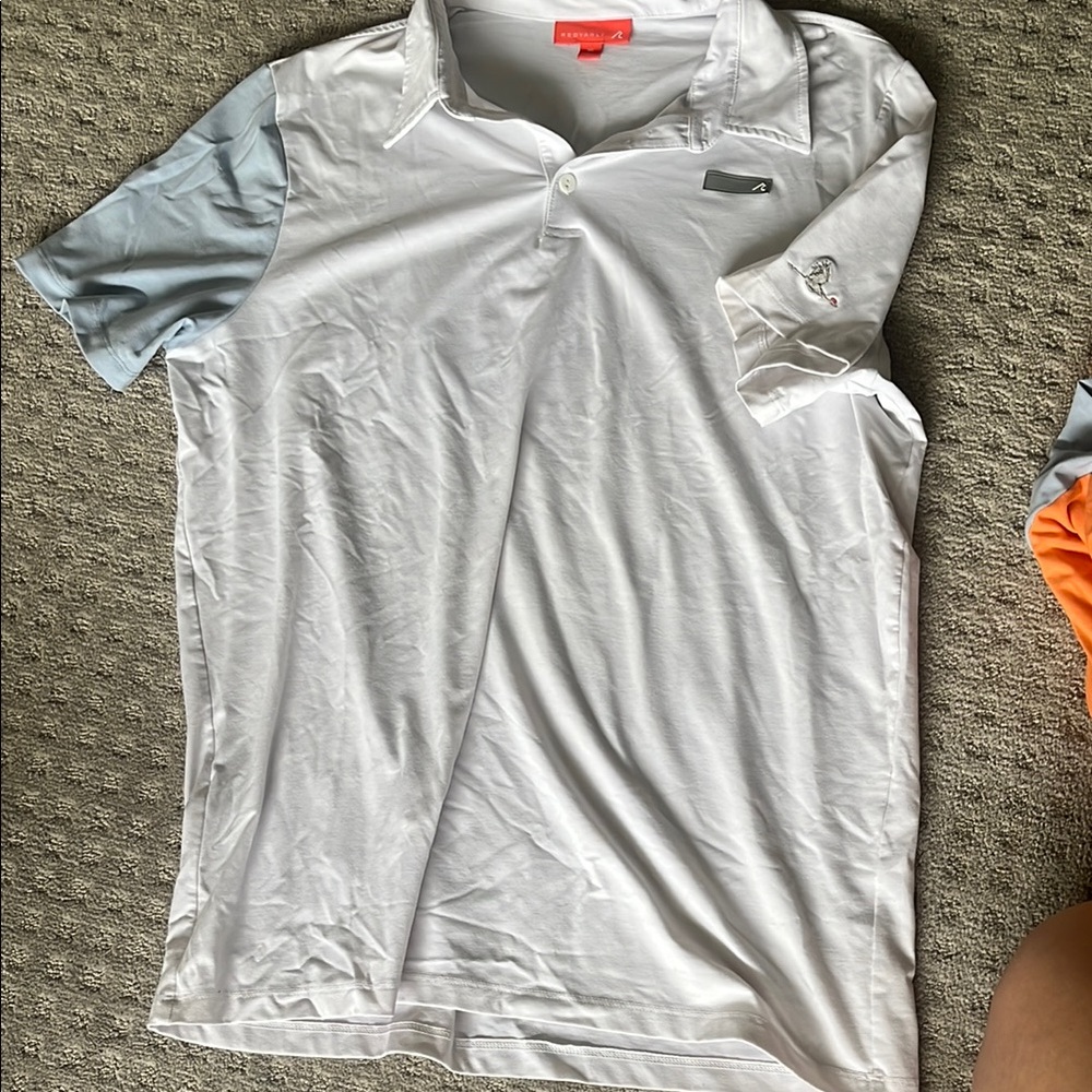 Men's White and Gray Polo Shirt